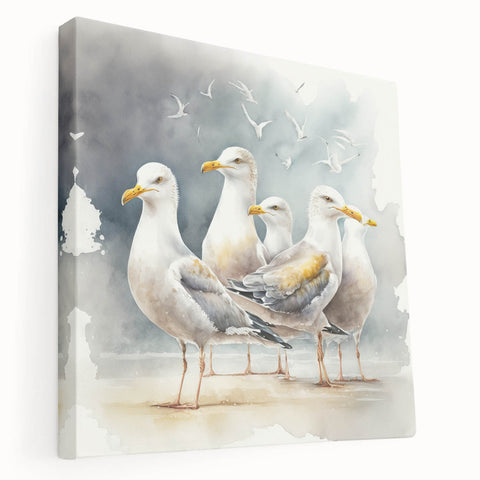 Coastal Wall Art – Seagulls by the Shore Beach-Themed Ocean Art Print