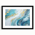 Abstract Coastal Wall Art – Ocean Blues and Gold Accents Beach Print