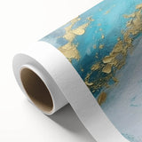 Abstract Coastal Wall Art – Ocean Blues and Gold Accents Beach Print