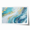 Abstract Coastal Wall Art – Ocean Blues and Gold Accents Beach Print