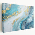 Abstract Coastal Wall Art – Ocean Blues and Gold Accents Beach Print