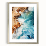 Coastal Wall Art - Ocean Waves Crashing on Rocky Shore Beach-Themed Print