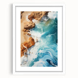 Coastal Wall Art - Ocean Waves Crashing on Rocky Shore Beach-Themed Print
