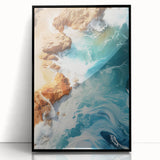 Coastal Wall Art - Ocean Waves Crashing on Rocky Shore Beach-Themed Print