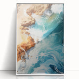 Coastal Wall Art - Ocean Waves Crashing on Rocky Shore Beach-Themed Print