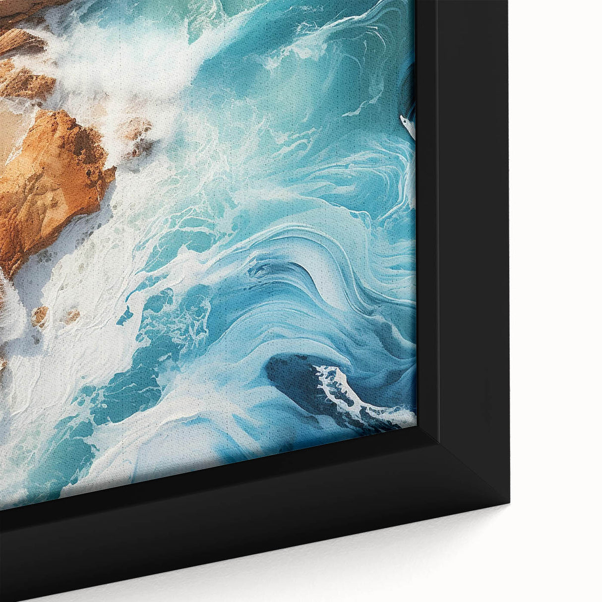 Coastal Wall Art - Ocean Waves Crashing on Rocky Shore Beach-Themed Print