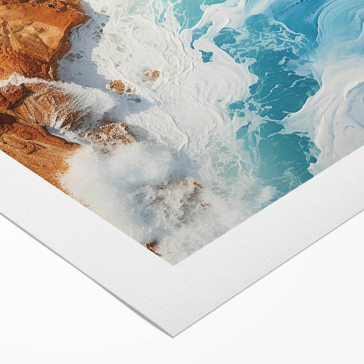 Coastal Wall Art - Ocean Waves Crashing on Rocky Shore Beach-Themed Print