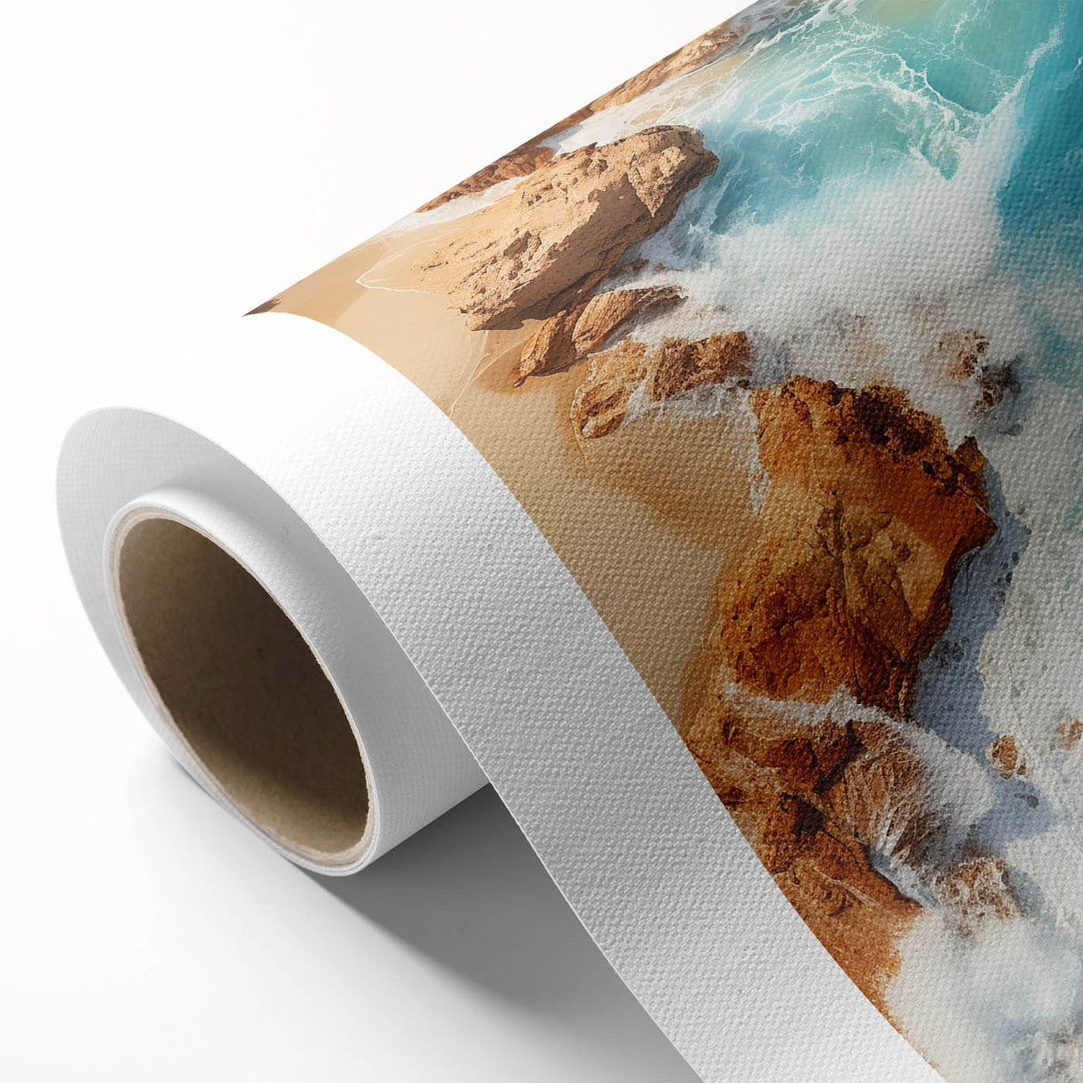 Coastal Wall Art - Ocean Waves Crashing on Rocky Shore Beach-Themed Print
