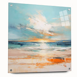 Coastal Wall Art – Vibrant Sunset Beach Ocean Art Print for Nautical Décor