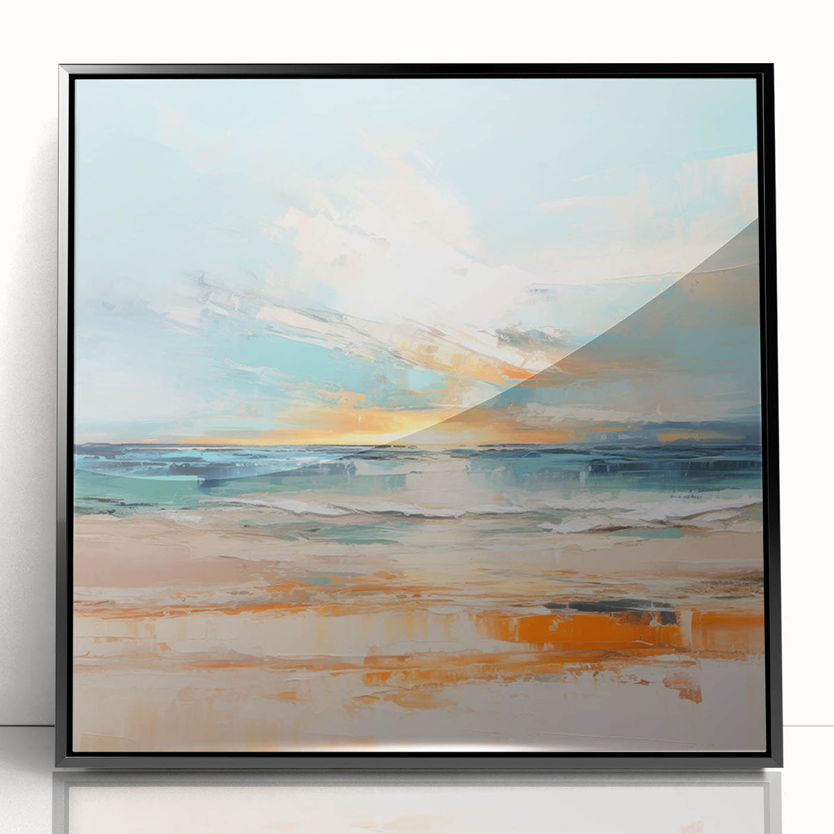 Coastal Wall Art – Vibrant Sunset Beach Ocean Art Print for Nautical Décor