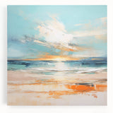 Coastal Wall Art – Vibrant Sunset Beach Ocean Art Print for Nautical Décor