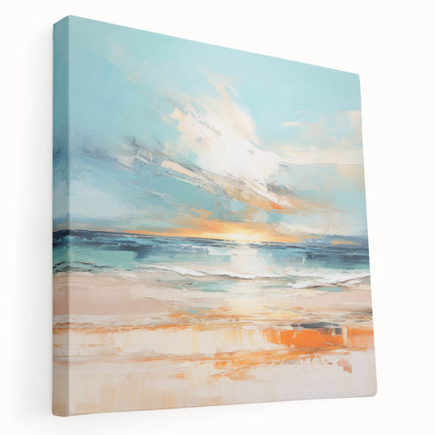 Coastal Wall Art – Vibrant Sunset Beach Ocean Art Print for Nautical Décor