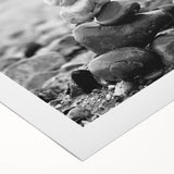 Coastal Wall Art - Black and White Stacked Stones Beach-Themed Print