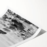Coastal Wall Art - Black and White Stacked Stones Beach-Themed Print