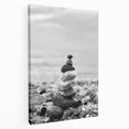 Coastal Wall Art - Black and White Stacked Stones Beach-Themed Print