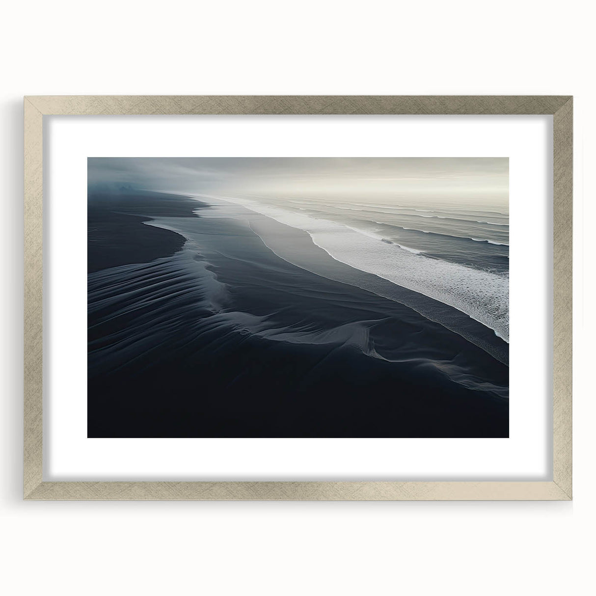Dark Coastal Beach Wall Art – Moody Ocean Waves Seaside Print