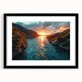 Sunset River Valley Wall Art – Vibrant Coastal Landscape Nature Print