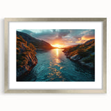 Sunset River Valley Wall Art – Vibrant Coastal Landscape Nature Print