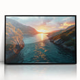 Sunset River Valley Wall Art – Vibrant Coastal Landscape Nature Print