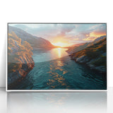 Sunset River Valley Wall Art – Vibrant Coastal Landscape Nature Print