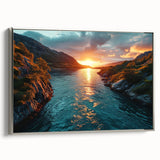 Sunset River Valley Wall Art – Vibrant Coastal Landscape Nature Print