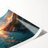 Sunset River Valley Wall Art – Vibrant Coastal Landscape Nature Print