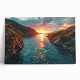 Sunset River Valley Wall Art – Vibrant Coastal Landscape Nature Print