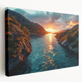 Sunset River Valley Wall Art – Vibrant Coastal Landscape Nature Print