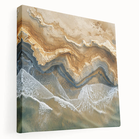 Coastal Wall Art – Aerial Beach Ocean Texture Art Print for Nautical Décor