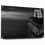 Coastal Wall Art: Black & White Lighthouse Nautical Seaside Print