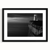 Coastal Wall Art: Black & White Lighthouse Nautical Seaside Print