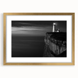 Coastal Wall Art: Black & White Lighthouse Nautical Seaside Print
