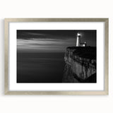 Coastal Wall Art: Black & White Lighthouse Nautical Seaside Print