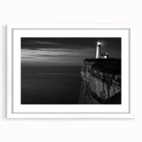 Coastal Wall Art: Black & White Lighthouse Nautical Seaside Print