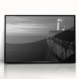 Coastal Wall Art: Black & White Lighthouse Nautical Seaside Print
