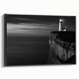Coastal Wall Art: Black & White Lighthouse Nautical Seaside Print