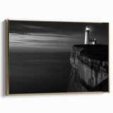 Coastal Wall Art: Black & White Lighthouse Nautical Seaside Print