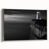Coastal Wall Art: Black & White Lighthouse Nautical Seaside Print