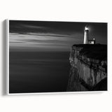 Coastal Wall Art: Black & White Lighthouse Nautical Seaside Print