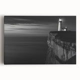 Coastal Wall Art: Black & White Lighthouse Nautical Seaside Print