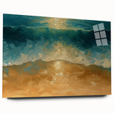 Golden Shore Coastal Wall Art – Ocean Waves Beach-Themed Nautical Print