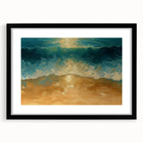 Golden Shore Coastal Wall Art – Ocean Waves Beach-Themed Nautical Print