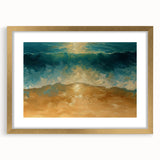 Golden Shore Coastal Wall Art – Ocean Waves Beach-Themed Nautical Print