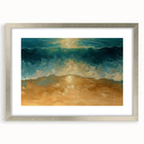 Golden Shore Coastal Wall Art – Ocean Waves Beach-Themed Nautical Print