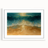Golden Shore Coastal Wall Art – Ocean Waves Beach-Themed Nautical Print