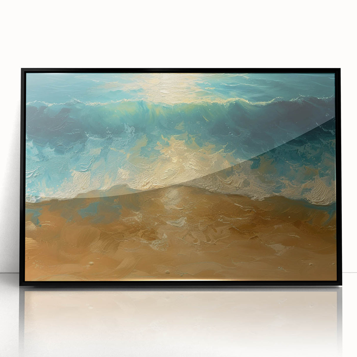 Golden Shore Coastal Wall Art – Ocean Waves Beach-Themed Nautical Print