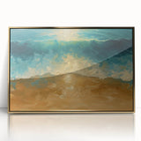 Golden Shore Coastal Wall Art – Ocean Waves Beach-Themed Nautical Print