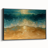 Golden Shore Coastal Wall Art – Ocean Waves Beach-Themed Nautical Print