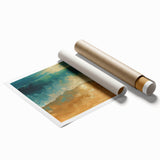 Golden Shore Coastal Wall Art – Ocean Waves Beach-Themed Nautical Print