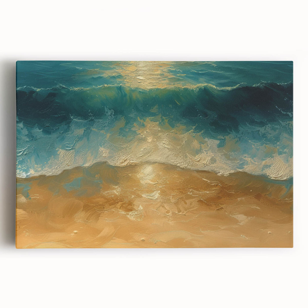 Golden Shore Coastal Wall Art – Ocean Waves Beach-Themed Nautical Print